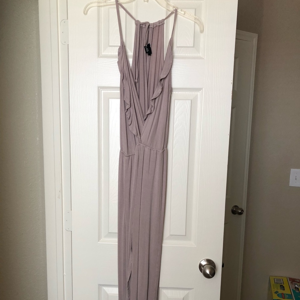Maxi plunge wrap dress